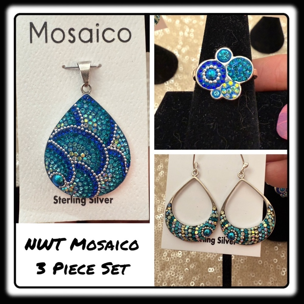 NWT Mosaico Austrian Crystal & Pearl necklace, earrings & ring 💕💕new line!